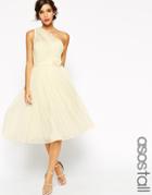 Asos Tall Wedding Mesh One Shoulder Corsage Dress - White