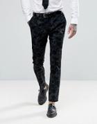Noose & Monkey Super Skinny Tuxedo Pants In Flocked Floral With Stretc