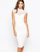 Tfnc Sweetheart Body-conscious Dress With Mesh Panels - Cream
