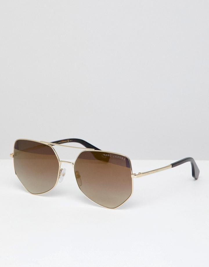 Marc Jacobs Square Sunglasses In Gold - Gold
