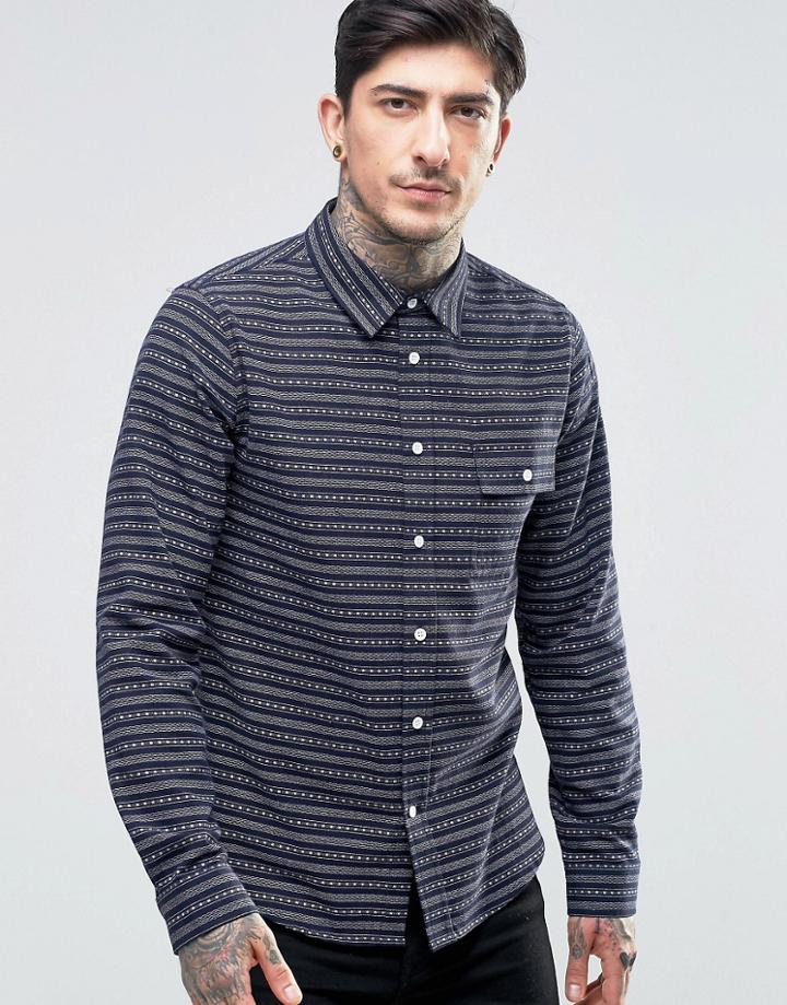 Another Influence Patterned Flannel Shirt - Navy
