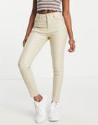 Stradivarius Coated High Waist Jean In Ecru-white