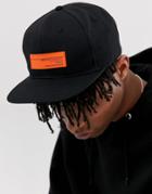 Asos Design Snapback Cap In Black With Neon Badge Detail - Black