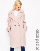 Asos Petite Coat In Oversize With Patch Pockets - Pink