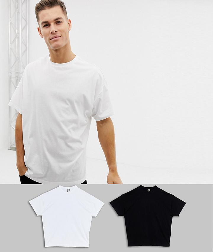 Asos Design Organic Oversized Fit T-shirt With Crew Neck 2 Pack Save - Multi