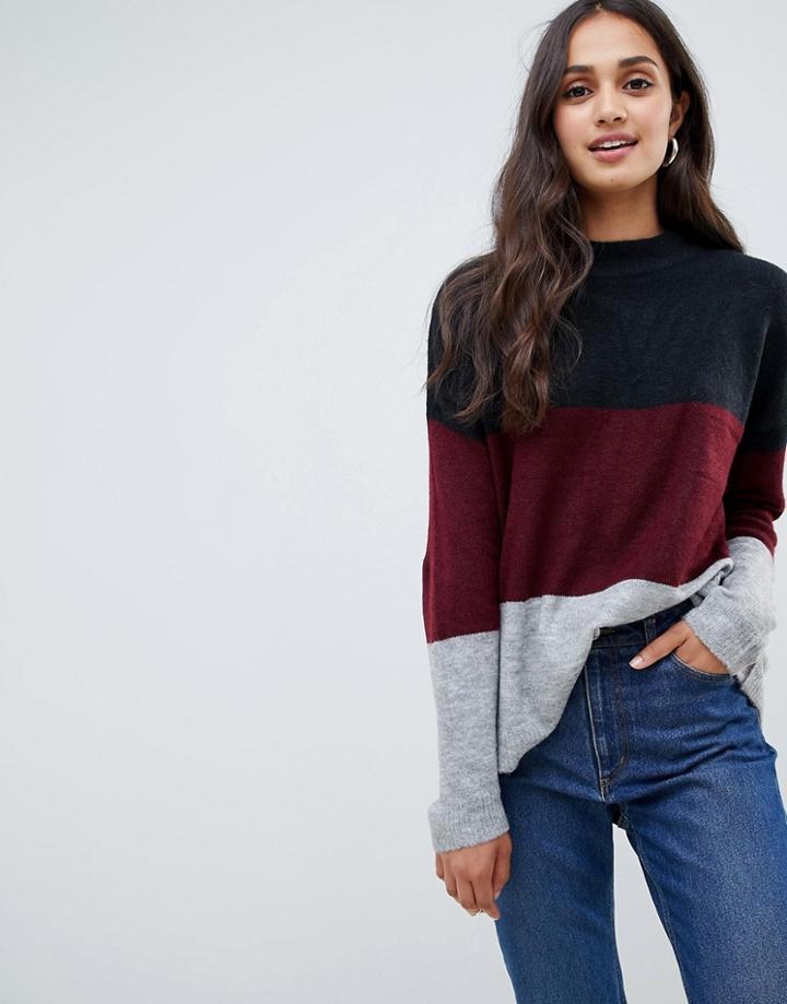Brave Soul Lannistorm Block Stripe Sweater - Red