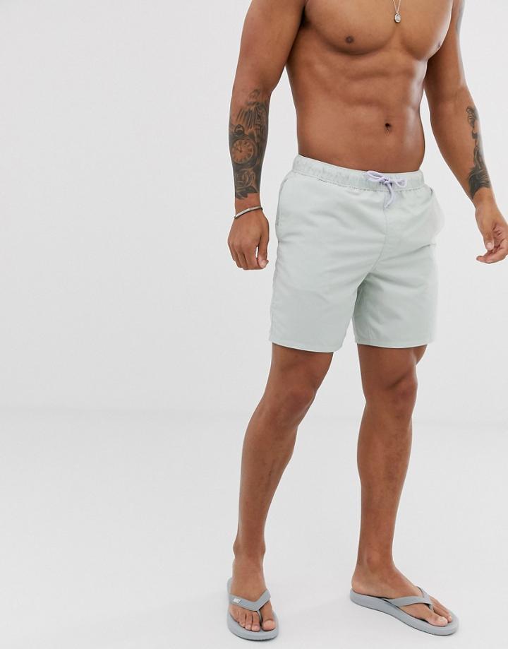 Asos Design Swim Short In Pale Blue Mid Length