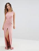 Asos Cross Front Split Jersey Maxi Beach Dress - Pink