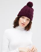 Johnstons Chunky Crochet Hat With Pom Pom - Purple