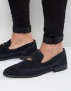 Asos Loafers In Navy Suede - Blue
