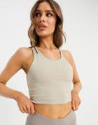 Asos 4505 Tank Top With Asymmetric Double Strap Detail-grey