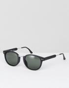 Pull & Bear Retro Sunglasses In Black With Dark Lens - Black