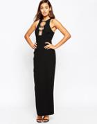 Asos Hardware Open Back Maxi Dress - Black