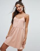 Asos Cami Smock Dress With Button Placket - Pink