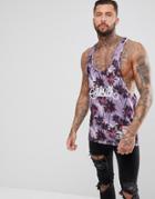 Siksilk Muscle Tank In Pastel Purple With Palm Print - Purple