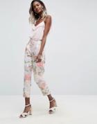 Asos Mix & Match Floral Bloom Slim High Waist Pants - Multi