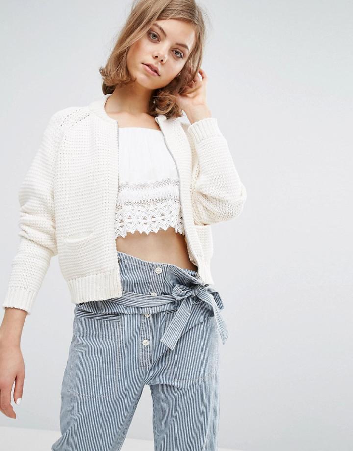 Vanessa Bruno Athe Chunky Knit Bomber - Cream