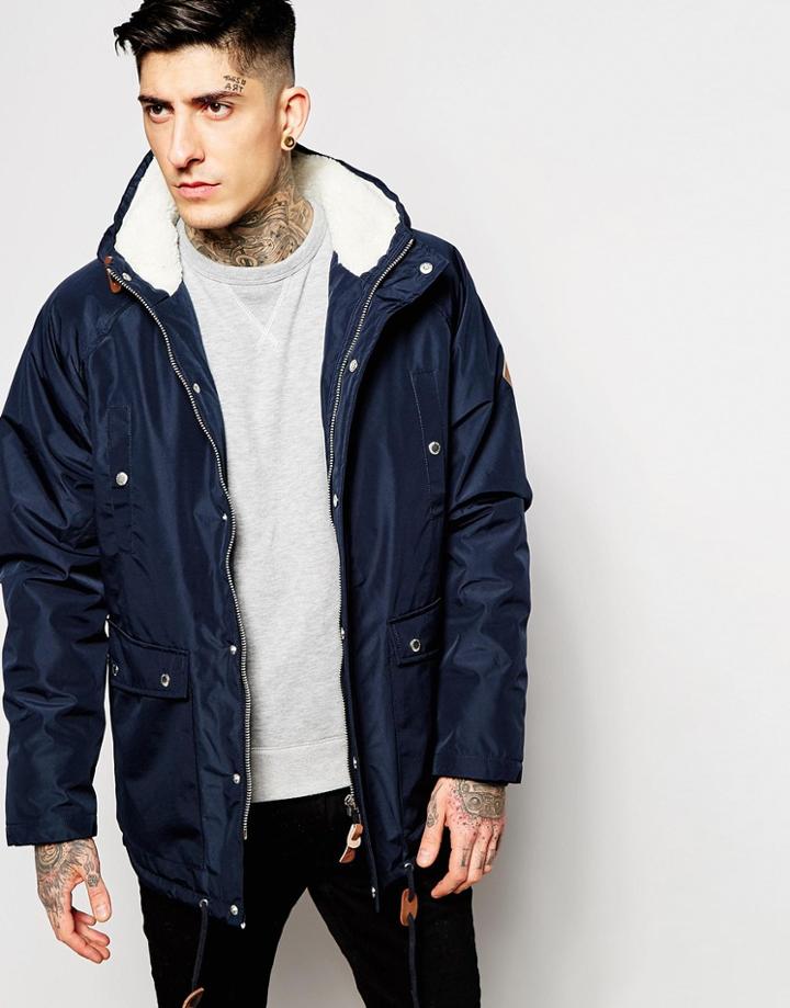 Fat Moose Patrol Parka With Faux Sherpa Lining - Navy