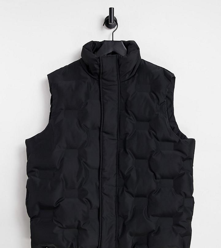 Reclaimed Vintage Inspired Unisex Sleeveless Puffer Vest In Black-multi