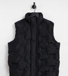 Reclaimed Vintage Inspired Unisex Sleeveless Puffer Vest In Black-multi