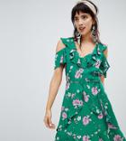 River Island Dress With Frill Front In Floral Print