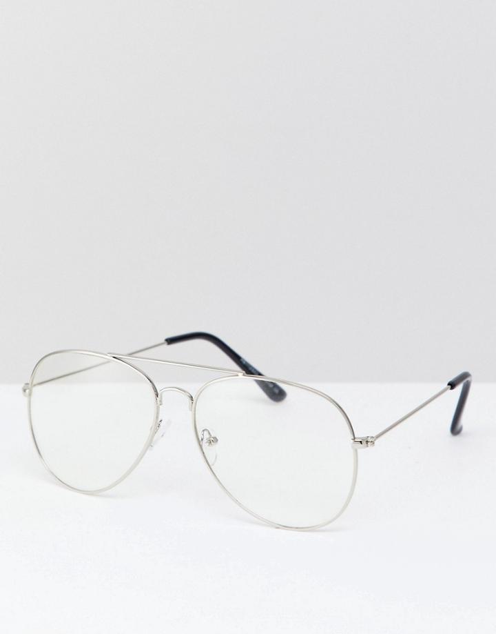 Reclaimed Vintage Inspired Aviator Clear Lens Glasses In Gold Exclusive To Asos - Gold