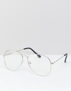 Reclaimed Vintage Inspired Aviator Clear Lens Glasses In Gold Exclusive To Asos - Gold