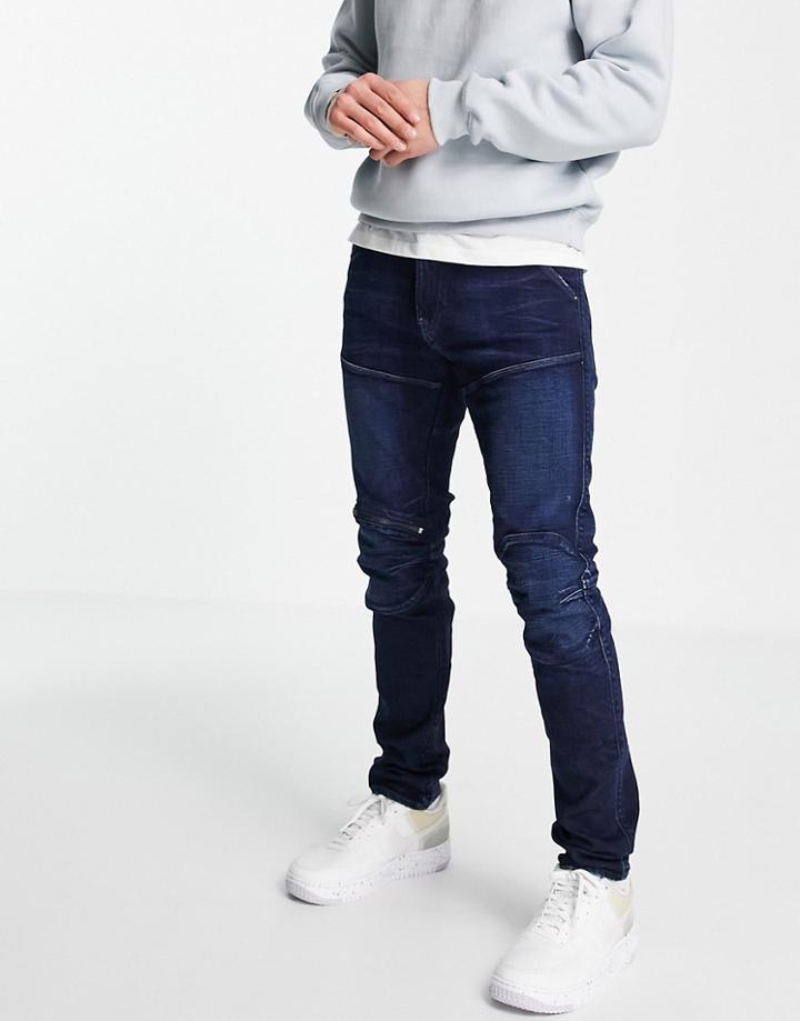 G-star 5620 3d Zip Knee Skinny Jeans In Dark Wash-blue