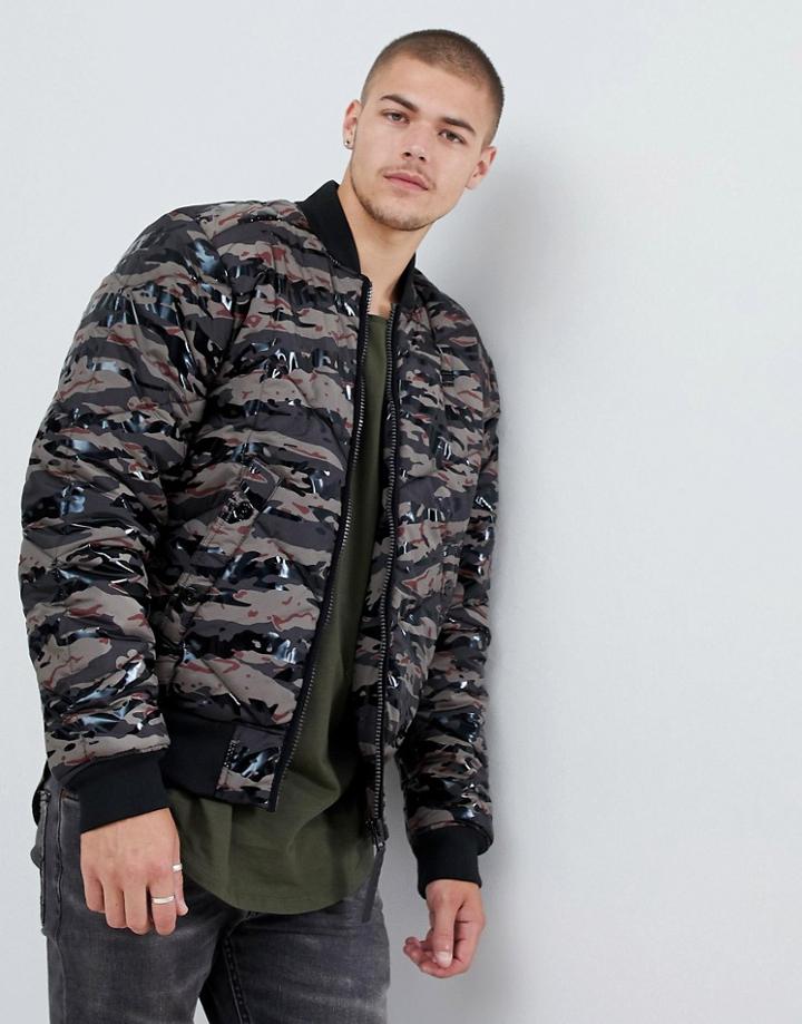 G-star Meefic Quilted Camo Bomber Jacket In Green