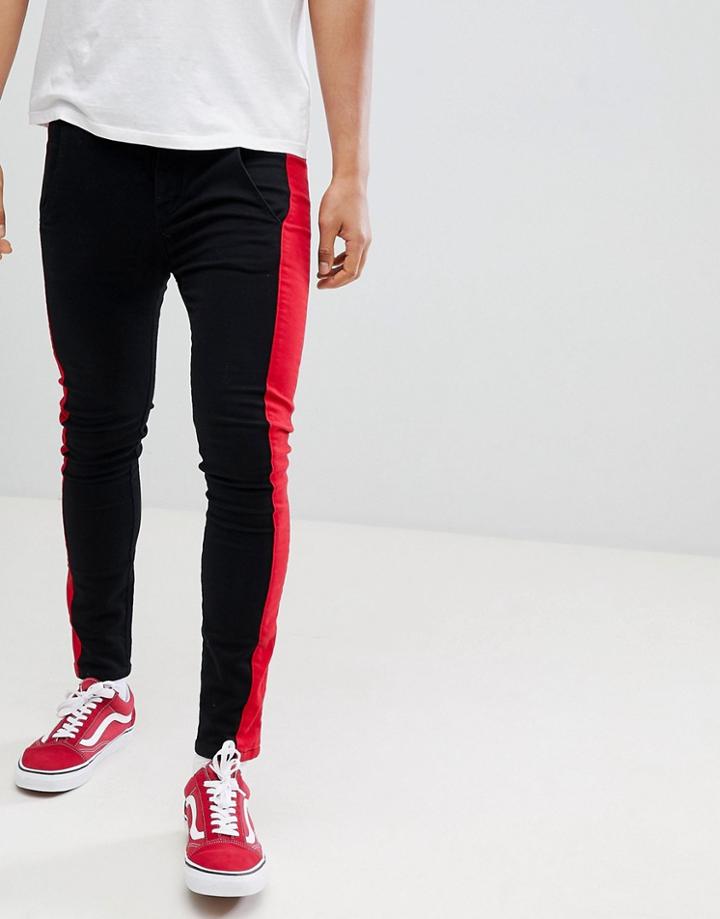 Profound Aesthetic Cropped Tuxedo Chino With Panel In Black - Black