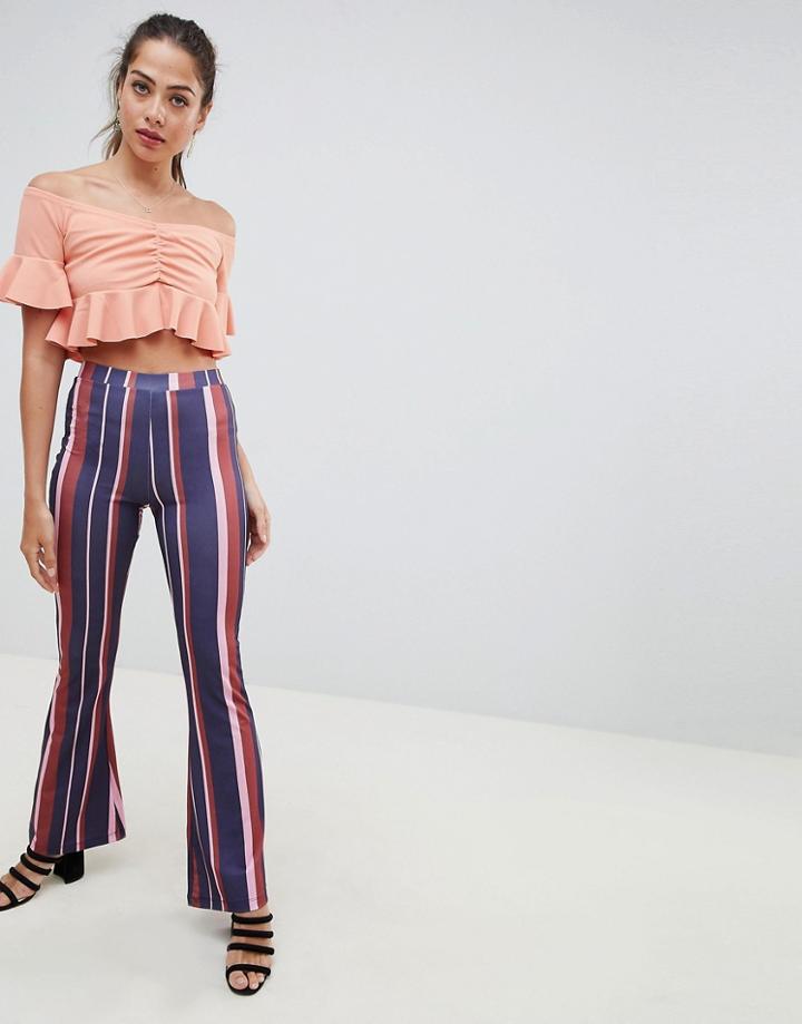 Asos Design Kick Flare Leggings In 70s Stripe - Multi