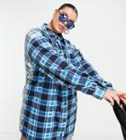 Collusion Plus Mixed Check Printed Fleece Oversize Mini Shirt Dress-multi
