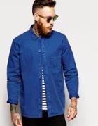 Asos Worker Shirt In Blue With Shacket Styling - Blue