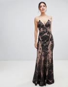Bariano Allover Lace Cami Maxi Dress With Strappy Back In Black - Black