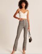 Abercrombie & Fitch Split Pleated Pants In Gray Plaid