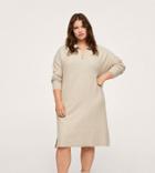 Mango Curve Half Zip Collar Sweater Dress In Ecru-white