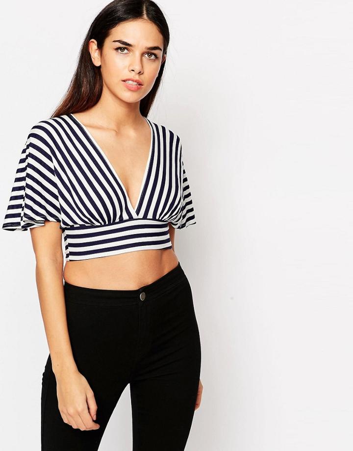 Love Nautical Kimono Sleeve Top In Stripe