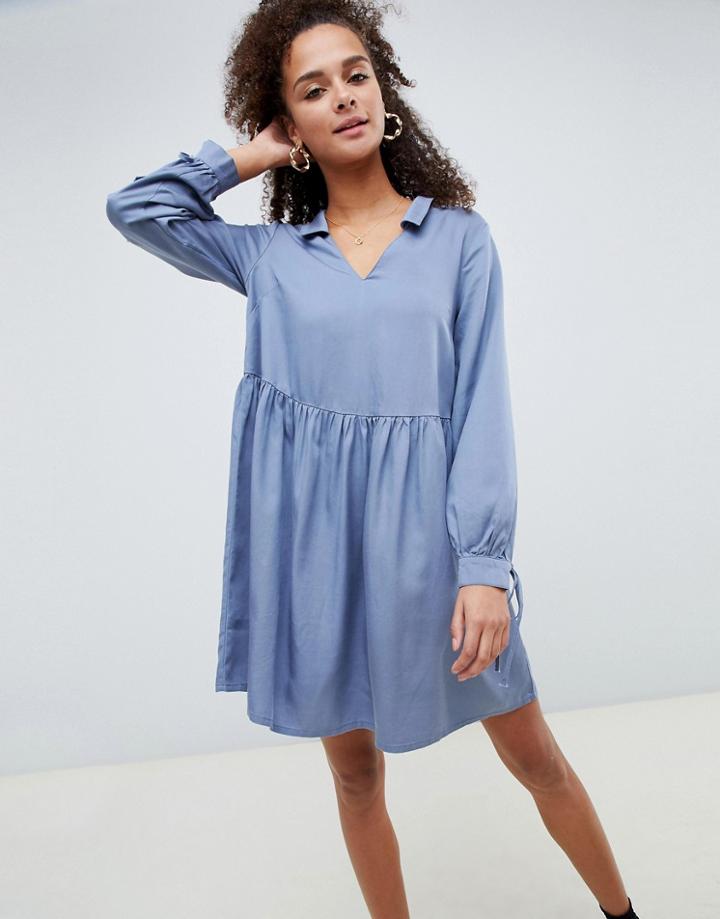 Asos Design Casual Collared Smock Mini Dress - Gray