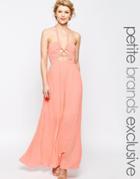 True Decadence Petite Chiffon Maxi Dress With Cut Out Detail - Pink