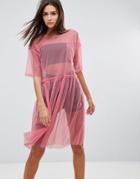 Uncivilised Mesh Tutu Midi Dress - Pink