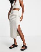 4th & Reckless Lotus Ruched Beach Skirt In Stone - Part Of A Set-white