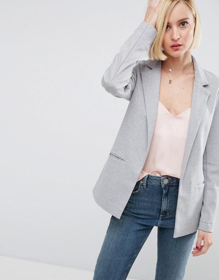 Asos Longline Ponte Jacket - Gray