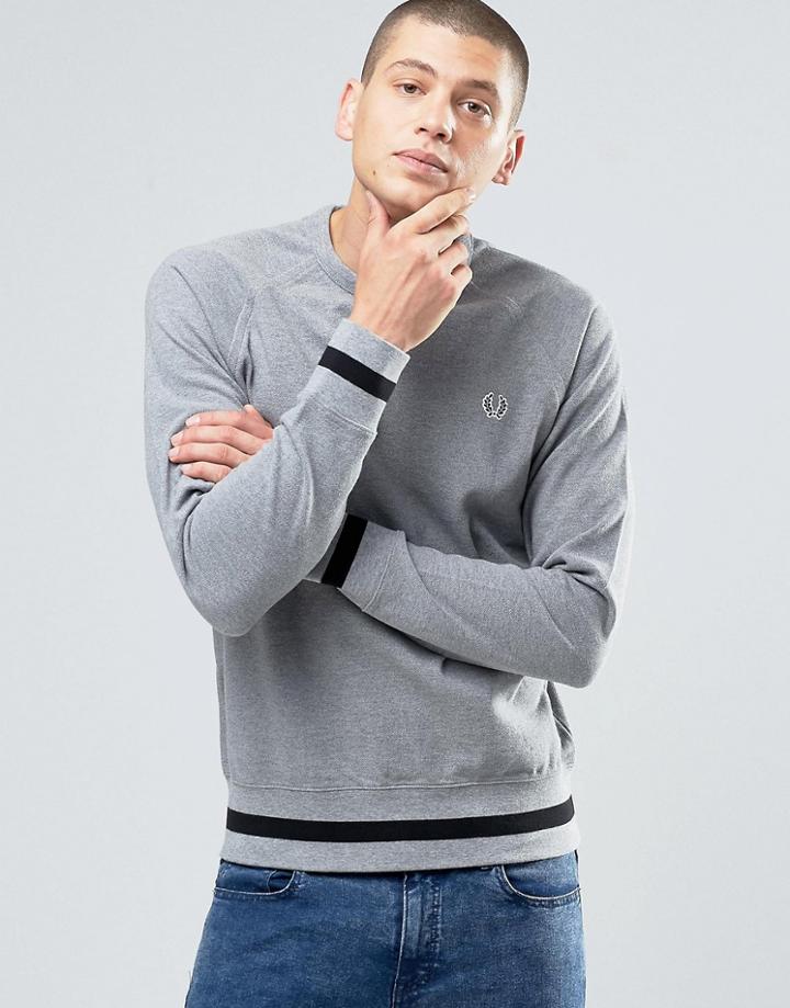 Fred Perry Sweatshirt With Contrast Hem In Steel Marl - Gray