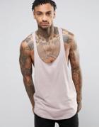 Asos Extreme Racer Back Tank With Contrast Stitch In Pink - Pink