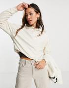 Only Long Sleeve Hoodie In Ecru-white