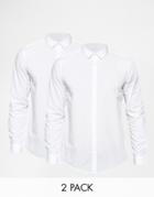 Asos Smart Shirt In Long Sleeve 2 Pack - White