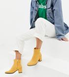 Monki Faux Suede Heeled Ankle Boots In Yellow - Multi