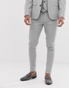 Asos Design Wedding Super Skinny Suit Pants In Micro Texture Ice Gray - Gray