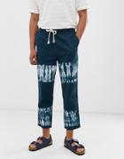 Asos Design Relaxed Pants In Bleached Tie Dye Print-navy
