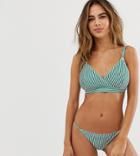 Peek & Beau Fuller Bust Exclusive Stripe Wrap Bikini Top In Green